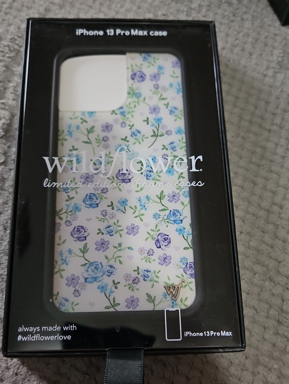 Wildflowers Floral iPhone 13 Pro Max Case - White with Blue & Purple Flowers